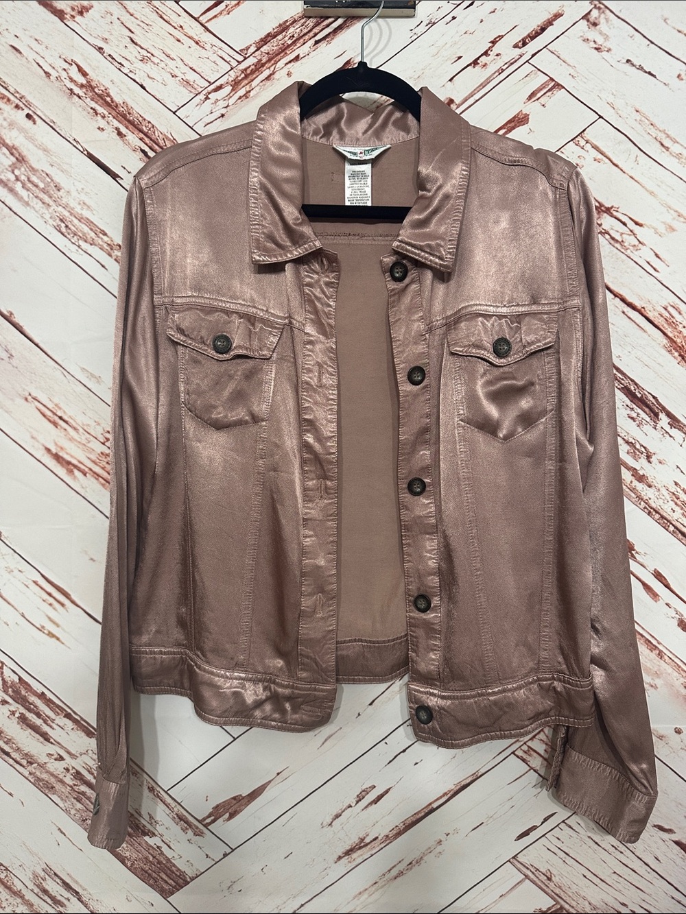 Hard Tail Metallic mauve Button-Front Utility Jacket